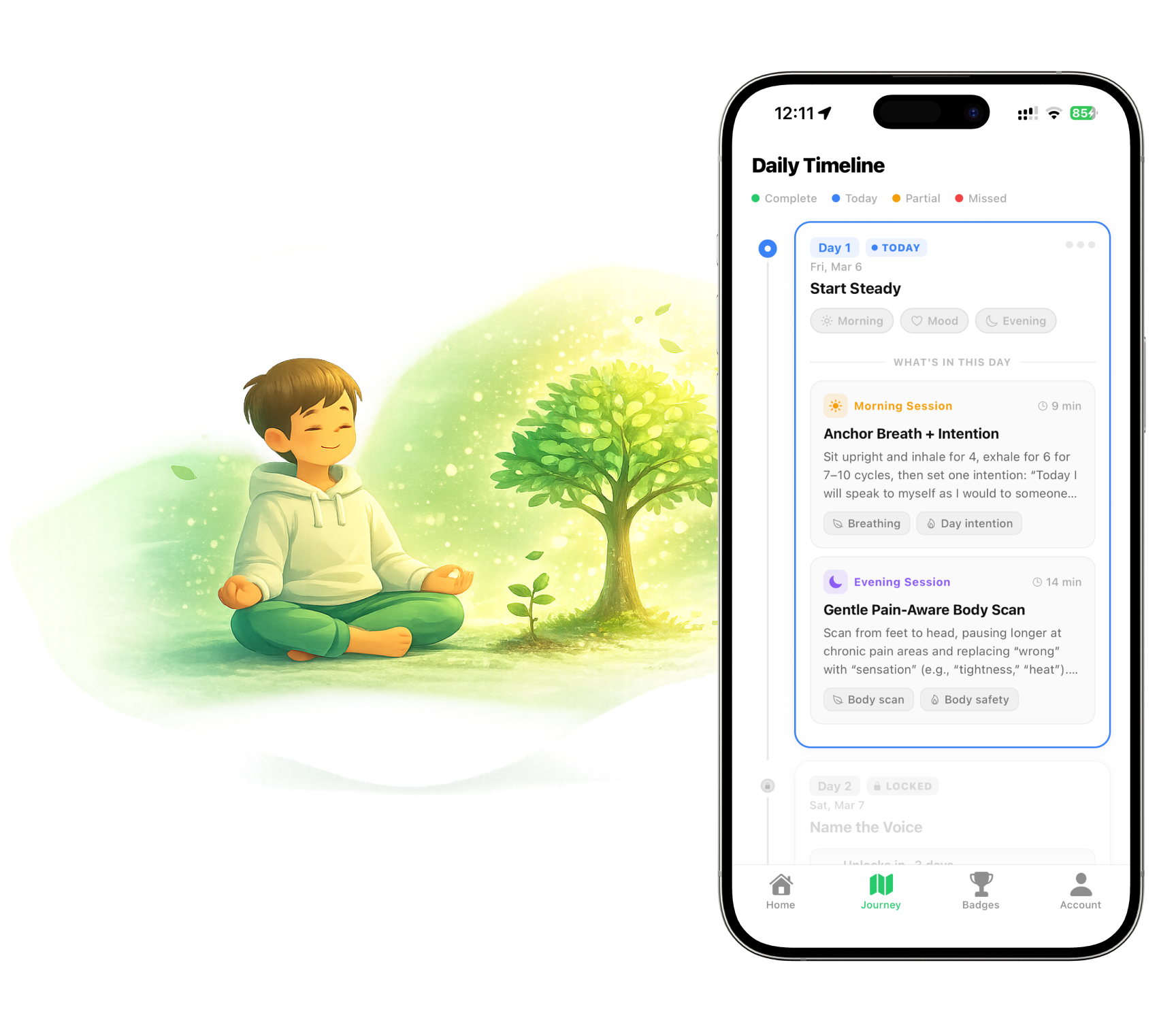 RelaxFrens personalized meditation plan for sleep - evening sessions and wind-down routines
